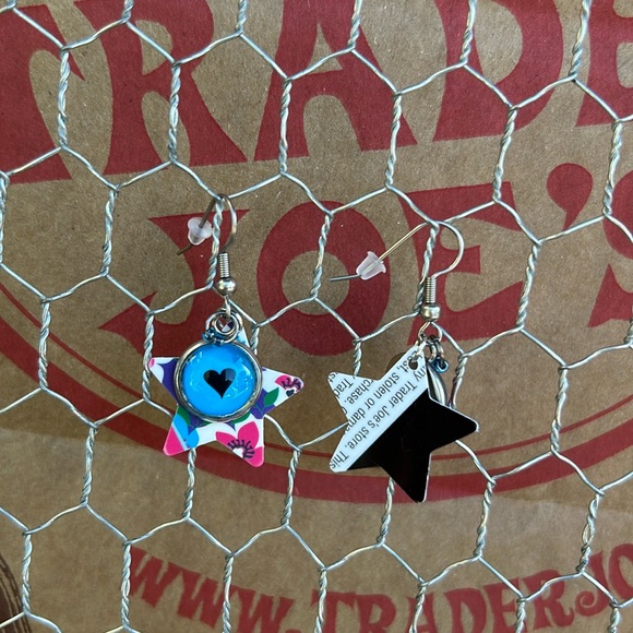 Trader Joe’s earrings star with star shaped with heart - Picture 3 of 4